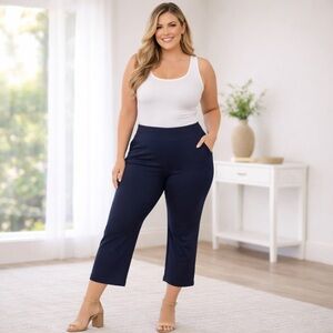 NWT Jones New York Navy Tummy Control Cropped Pants Pull-On Size 3X